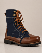 amisar Leather & Fabric Upper blue black Soft Breathable Leather Lining Memory Foam Footpad High Performance TPR Sole side view