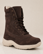 amisar Biker Boots With Side Chain brown Suede Leather Upper Brass Chain & Eyelets High Performance Phylon Sole side view