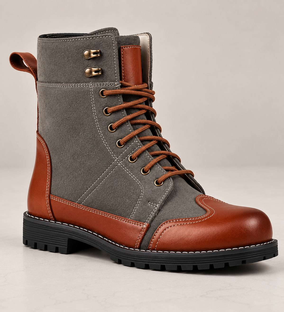 amisar biker boot green Suede Leather Upper Soft Breathable Leather Lining High Performance TPR Sole side view
