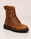 amsiar biker boot rugged brown Full Grain Leather Upper Soft Leather Lining High Performance EVA Sole Cemented side view