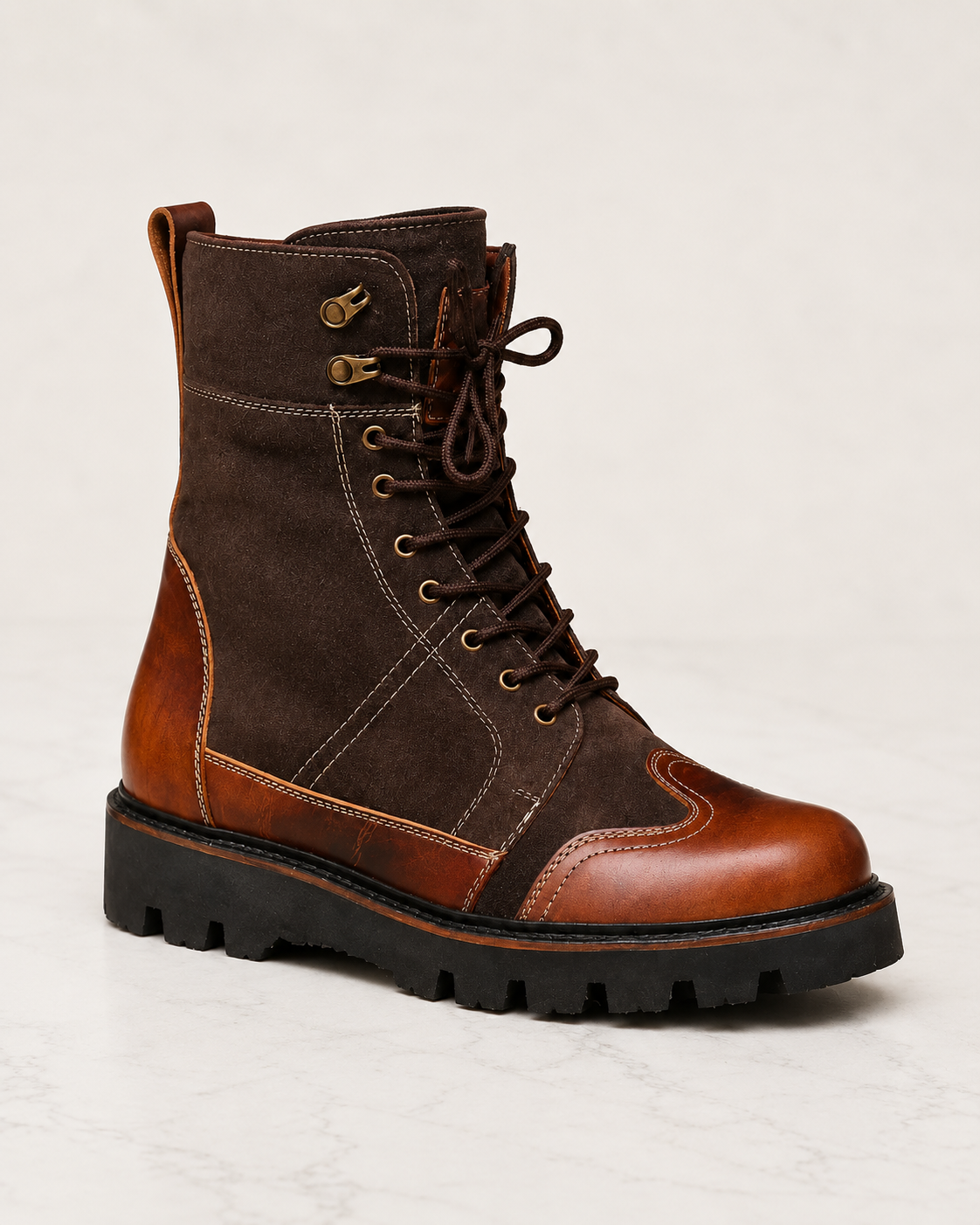 amisar biker boot rugged brown Full Grain Leather Upper Soft Leather Lining High Performance EVA Sole side view