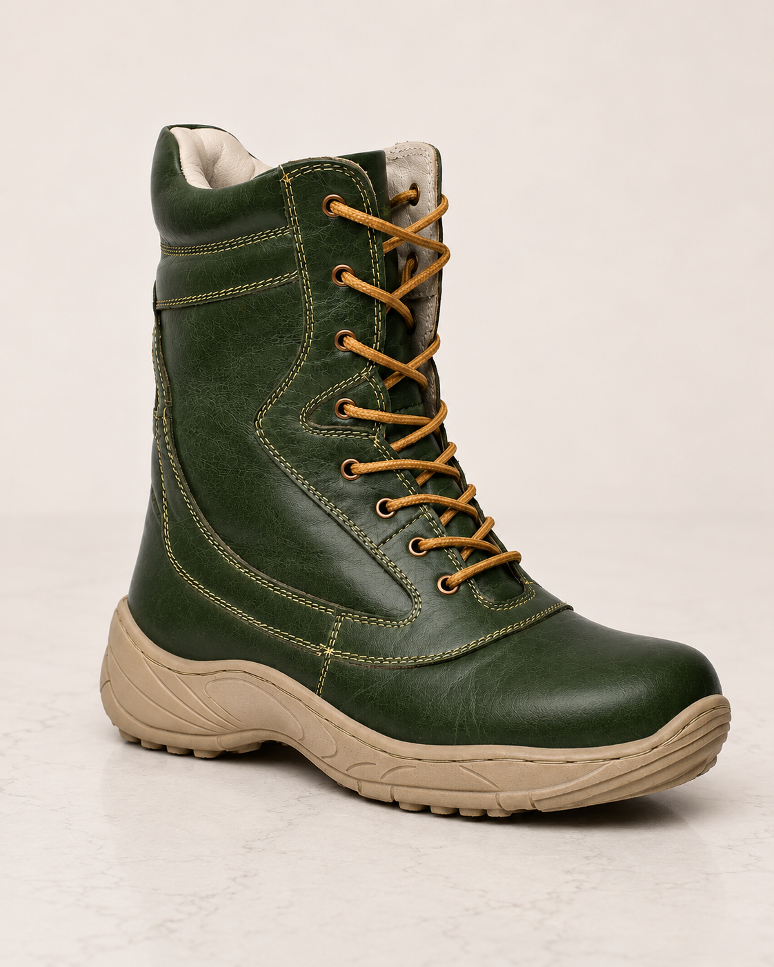 amisar biker boot green Full Grain Leather Upper Steel Toe Protection High Performance Phylon Sole Cemented side view