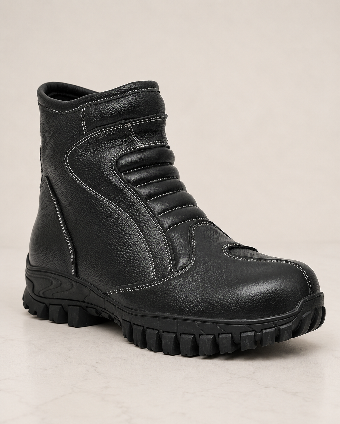 amisar biker boot black Full Grain Leather Upper Soft Breathable Leather Lining High Performance Rubber Sole side view