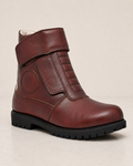 amisar biker boot brown Grain Leather Upper Soft Breathable Leather Lining High Performance Rubber Sole steel toe side view