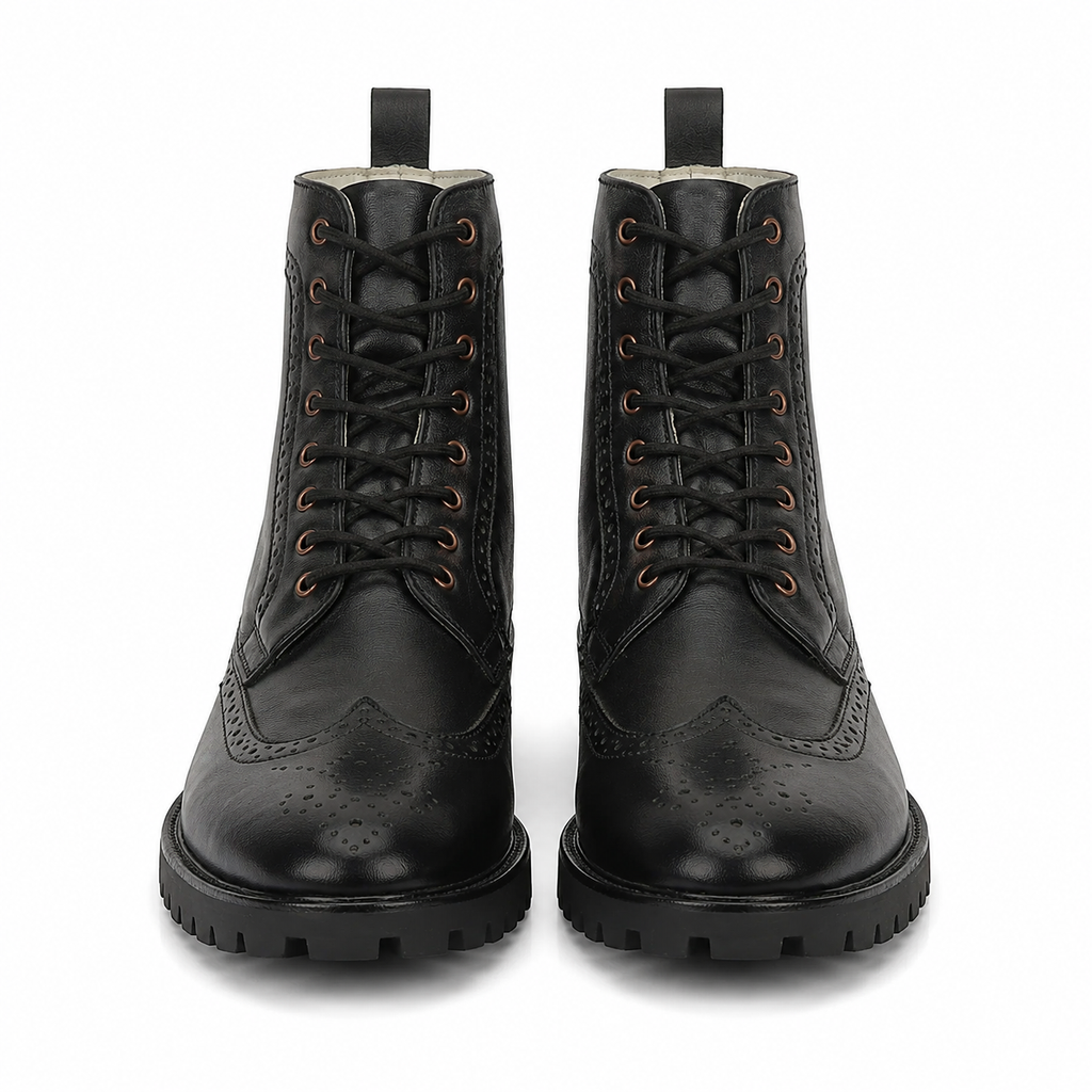 Elevator Brogue Boot - Black