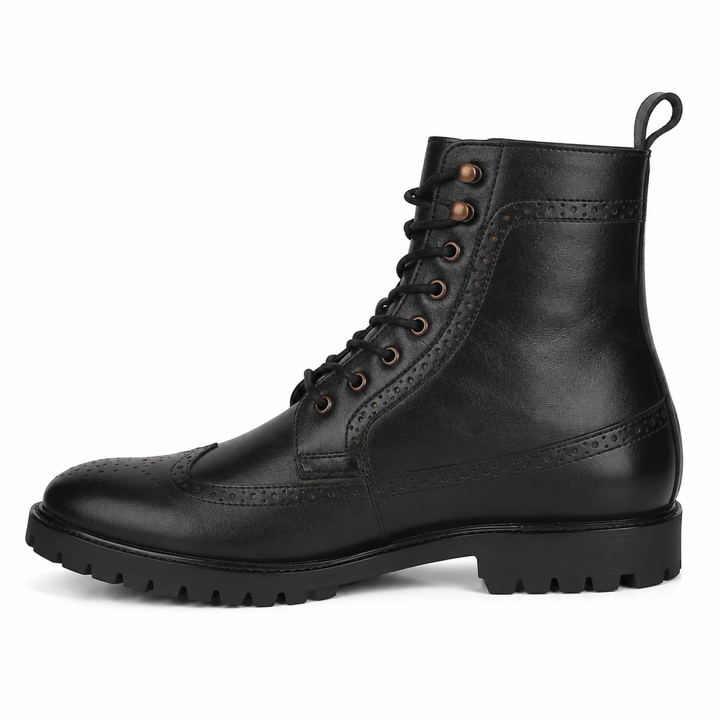 Elevator Brogue Boot - Black