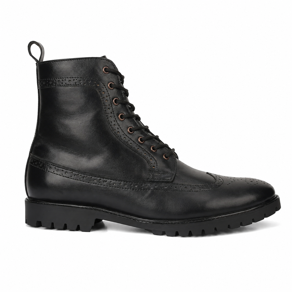 Elevator Brogue Boot - Black
