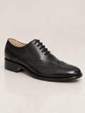 amisar black handmade argentinian leather sole lace up soft leather memory foam brogue goodyear welted side view