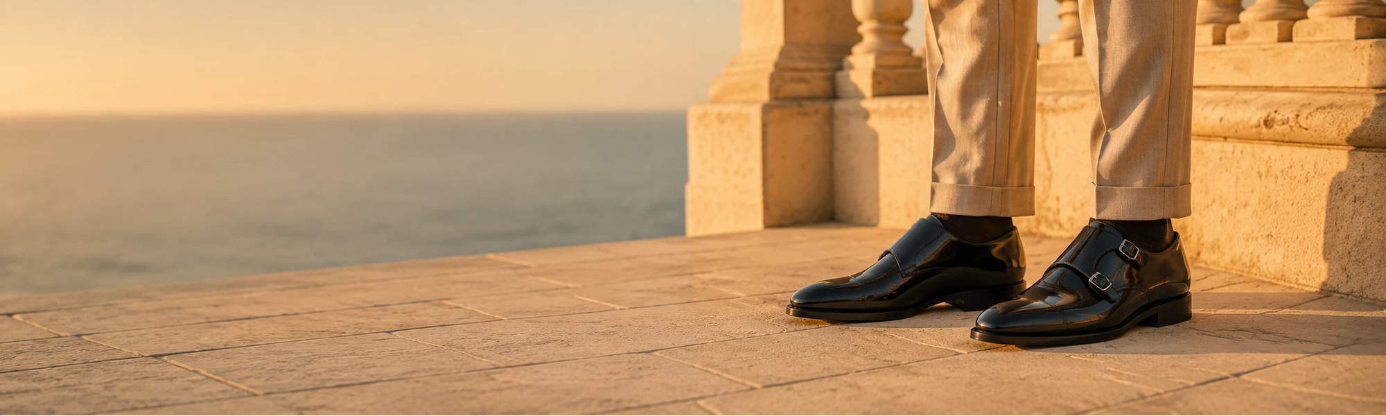 amisar black brush off double monk straps side view banner