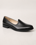 amsiar black croco Traditional Nagra Silhouette Black Croco Embossed Leather Upper Handmade Sheet Sole side view
