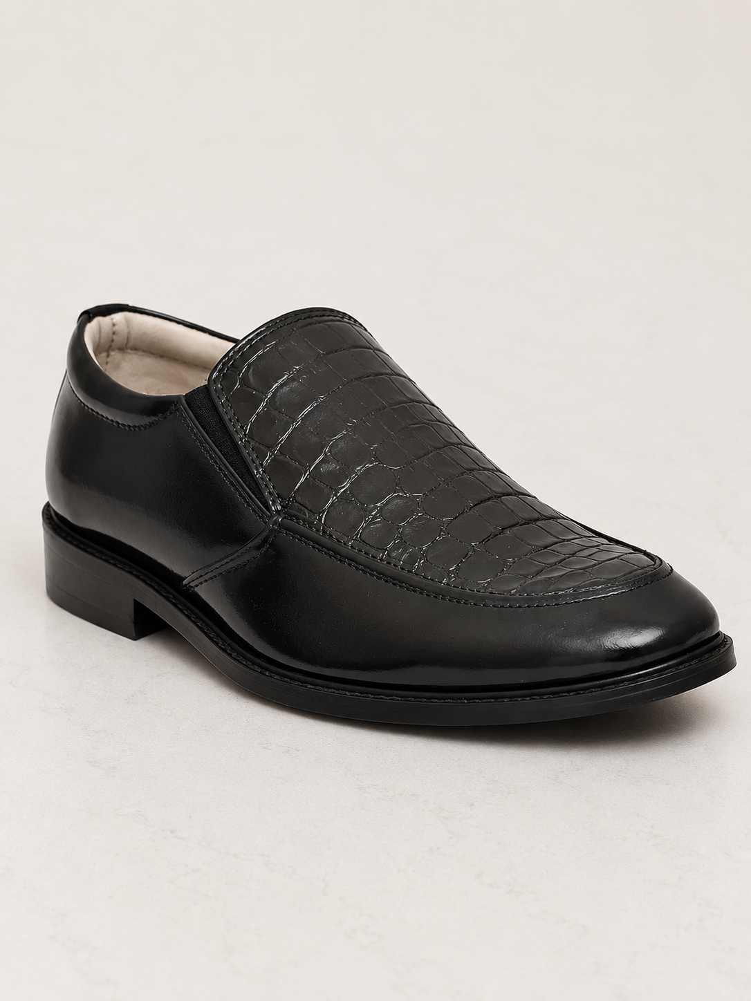 amisar black croco handmade leather sole soft leather handmade loafers side view