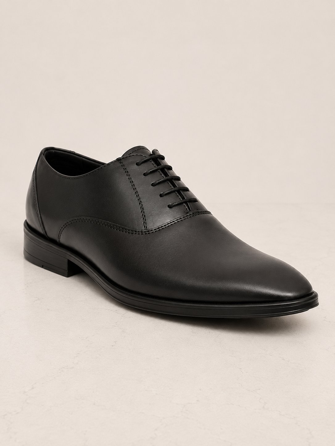 amisar Derby Lace-Up Silhouette Full black Leather Upper Memory Foam Footpad Rubber Sole Cemented side view