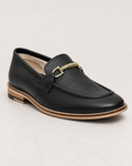 amisar black handmade leather sole slip on soft leather loafer bit side view