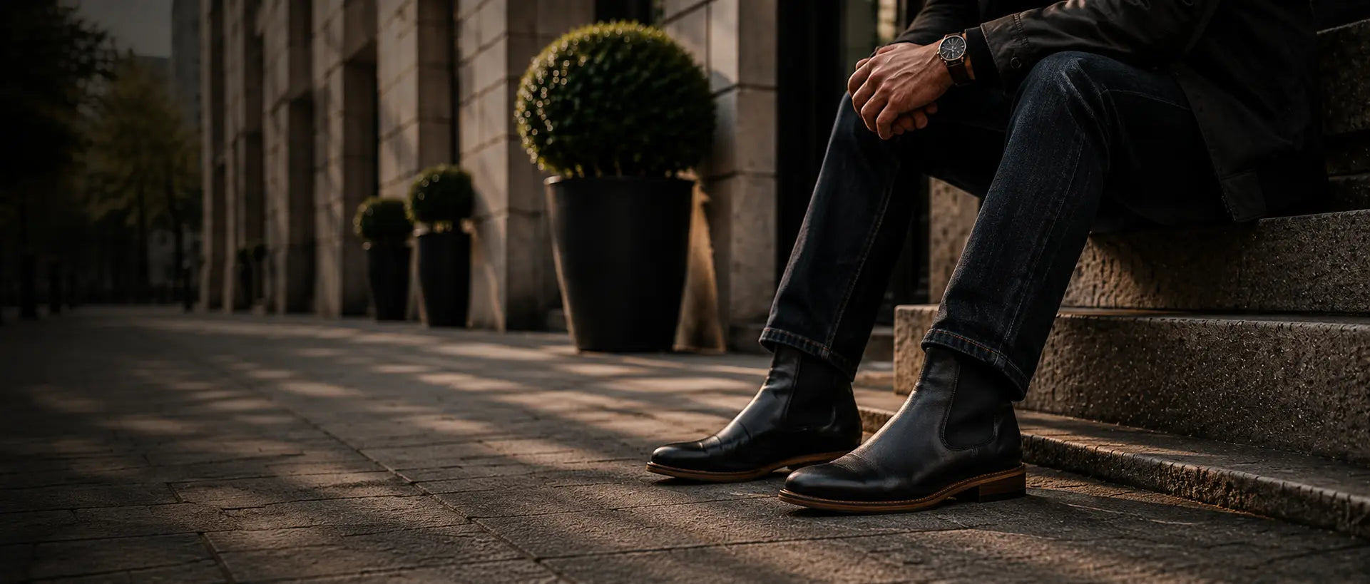 amisar black oxfords chelsea boot side view banner