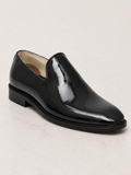 amisar black patent handmade leather sole slip on handmade loafers side view