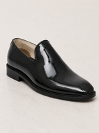 amisar black patent handmade leather sole slip on handmade loafers side view