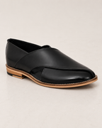 amisar Premium Black Leather Upper Traditional Peshawari Silhouette Handmade Sheet Sole side view