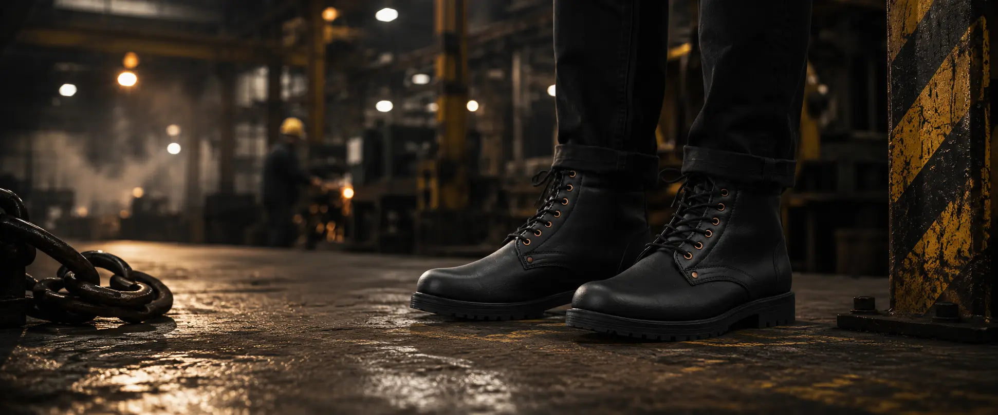 amisar black safety shoe derby banner side view