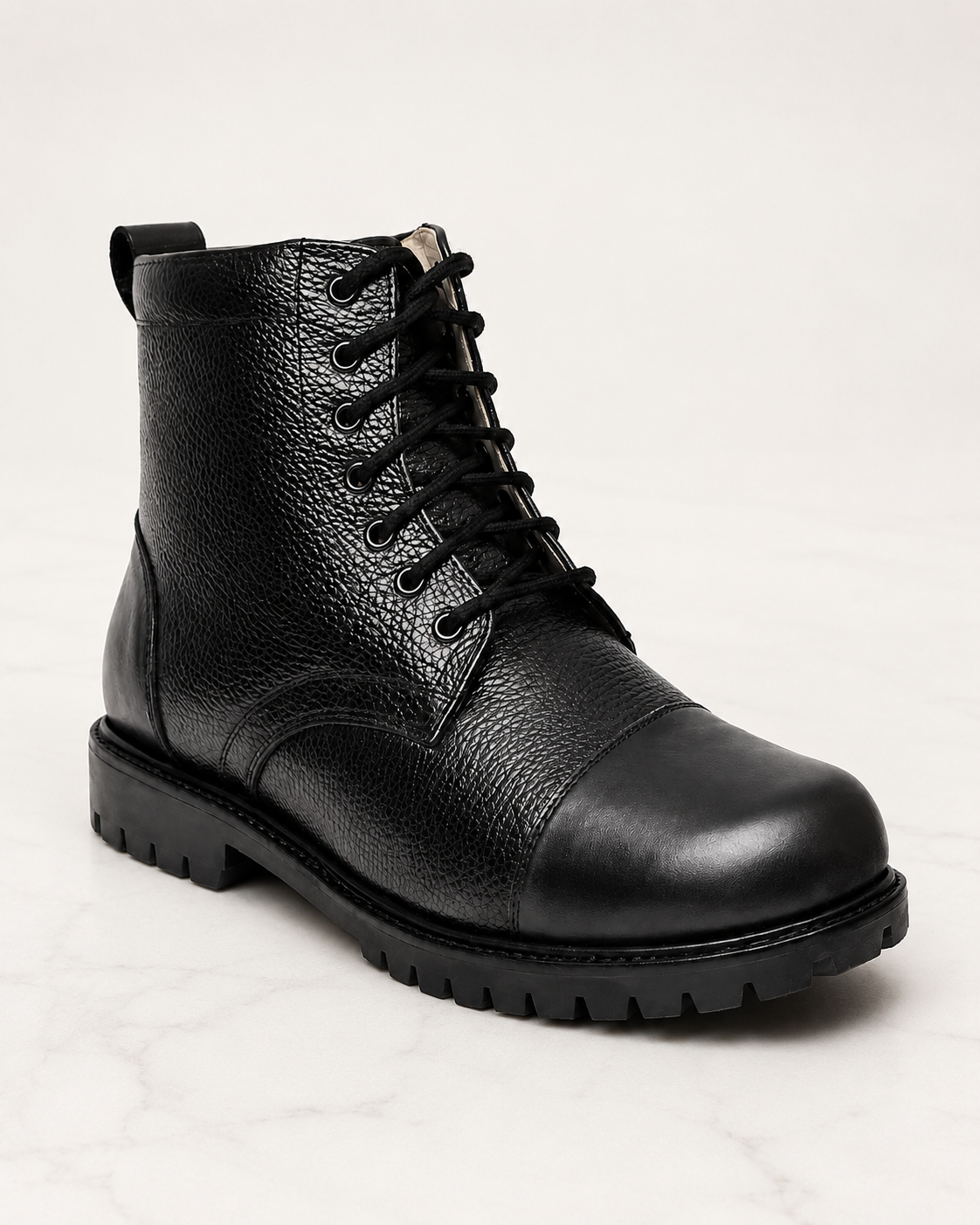amisar black rubber lace up cemented safety shoe tactical oxfords side view