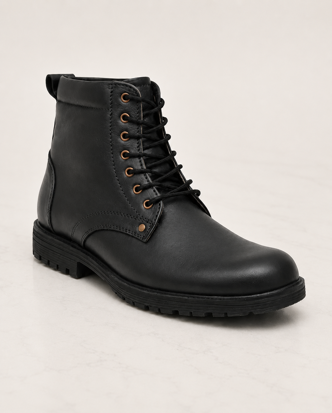 amisar black cemented lace up rubber side chain safety boot side view