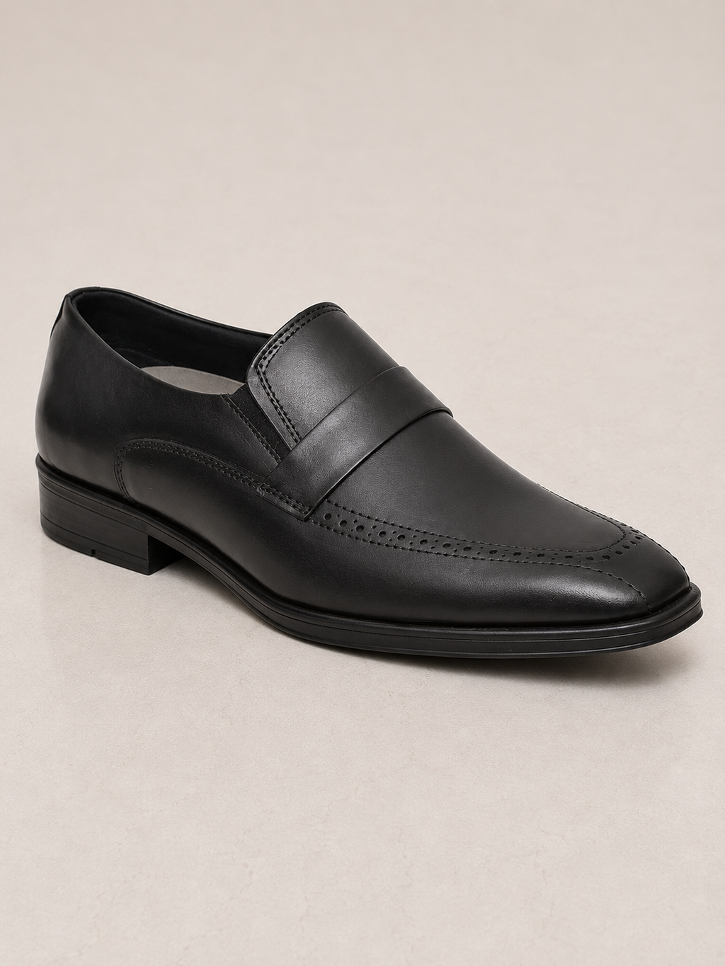 amisar black slip on cemented tpr sole penny loafers side view