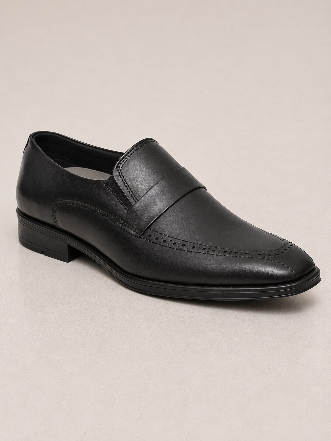 amisar black slip on cemented tpr sole penny loafers side view