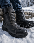 amisar black full grain leather high performance rubber sole snow boot side view