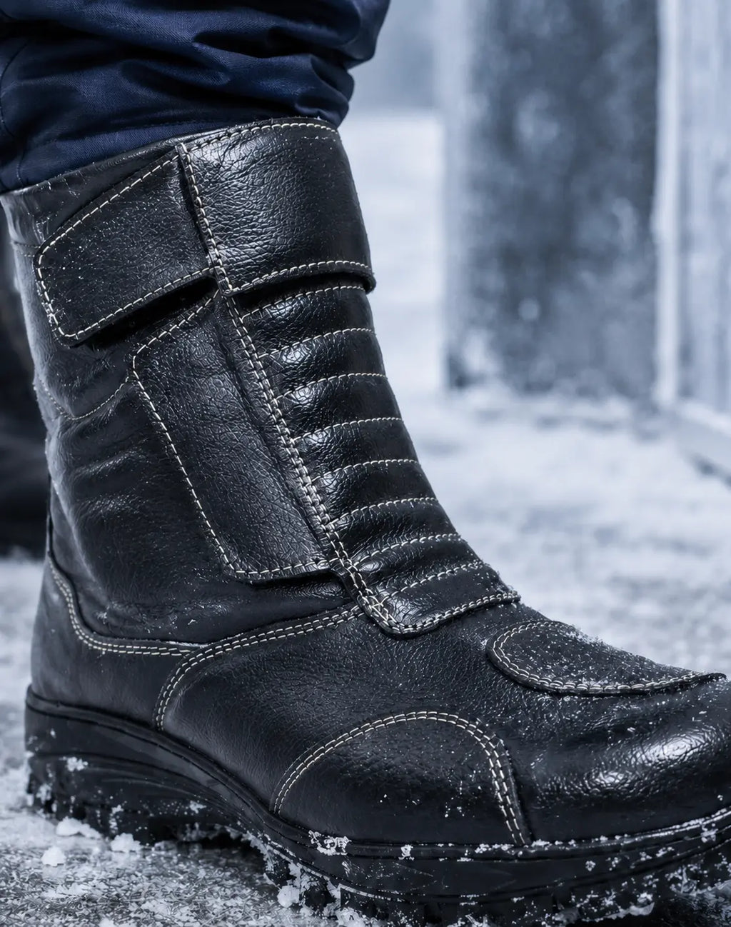 amisar black full grain snow boot side view