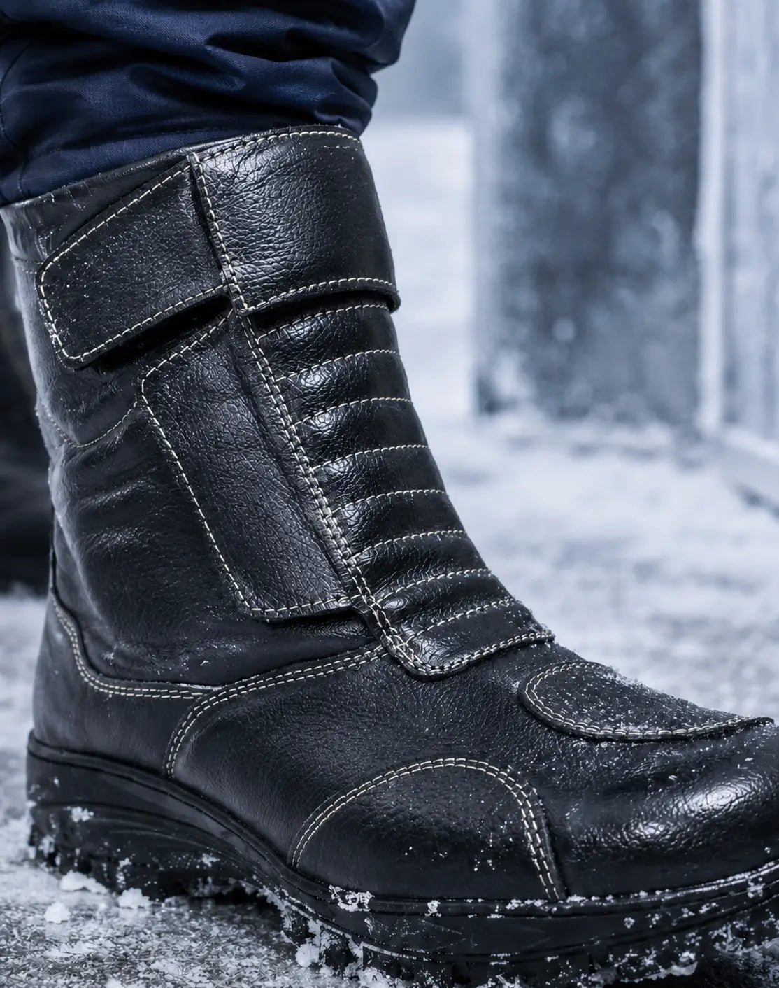 amisar black full grain snow boot side view