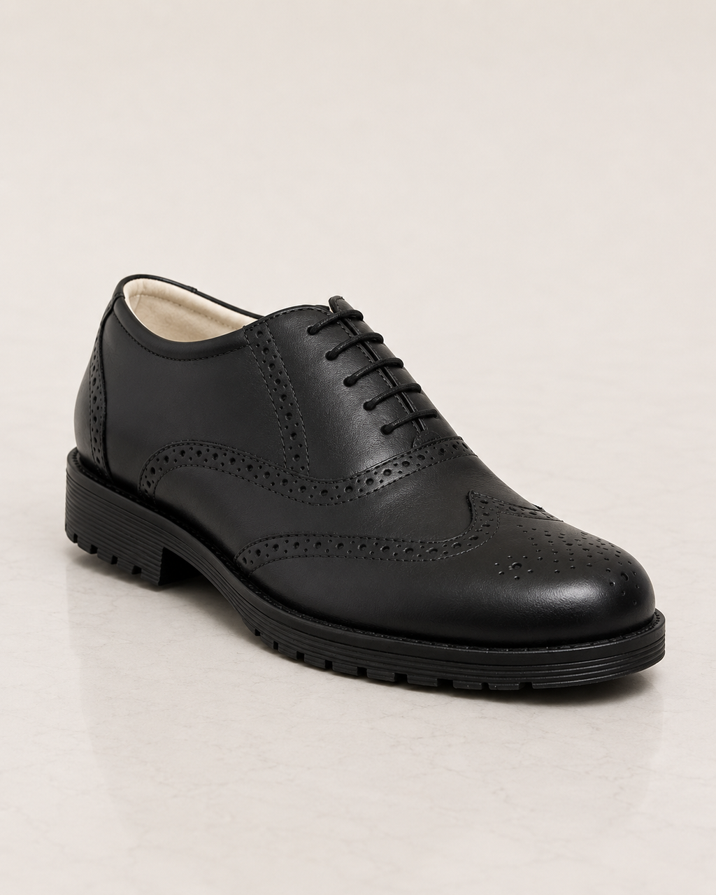 amisar black steel toe lace up rubber safety brogue side view