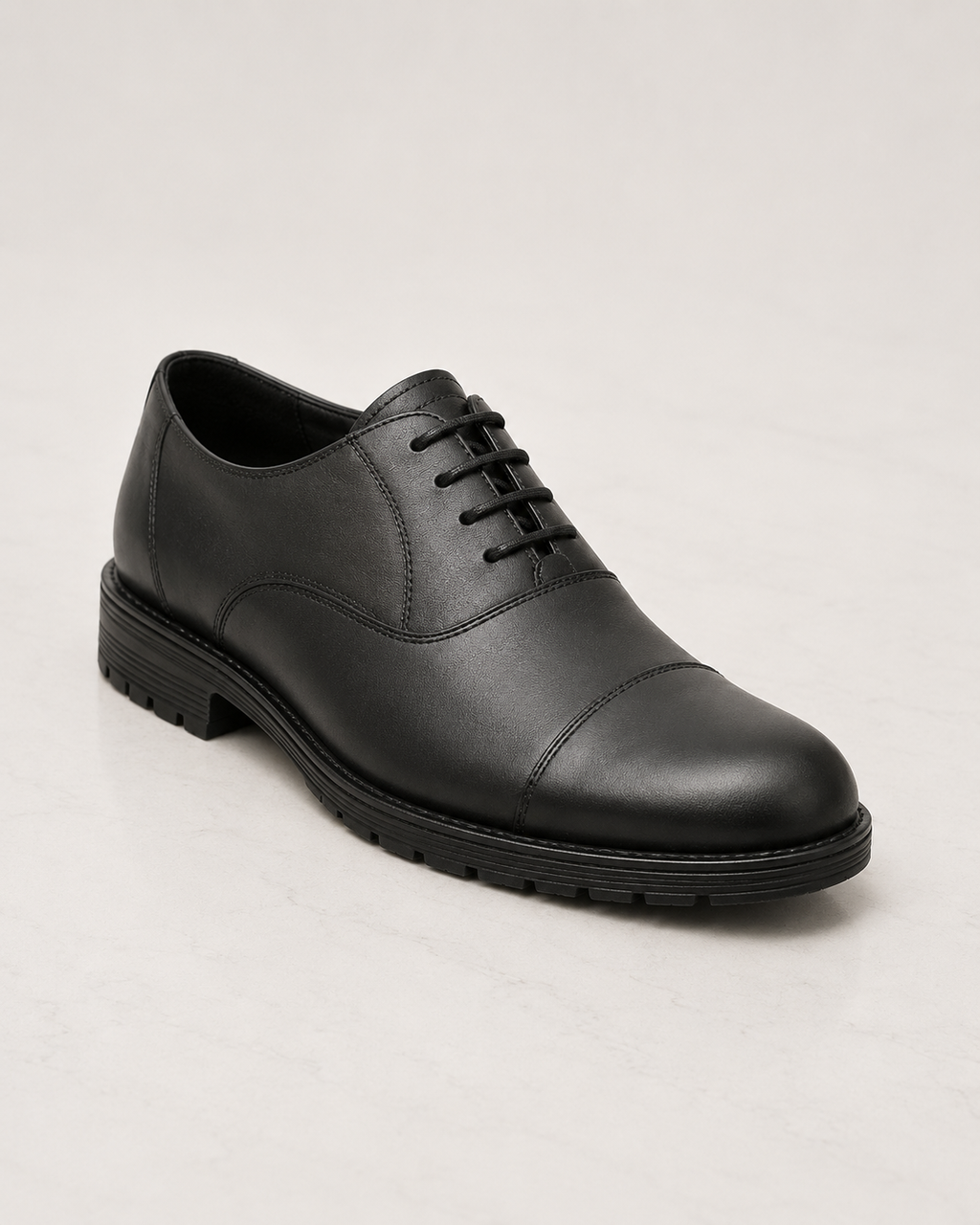 amisar black memory foam leather lining lace up rubber sole cemented steel toe safety oxfords side view