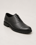 amisar black memory foam leather lining lace up rubber sole cemented steel toe safety oxfords side view