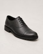 amisar black memory foam leather lining lace up rubber sole cemented steel toe safety oxfords side view