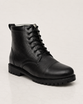 amisar black tactical cemented lace up rubber sole safety oxfords boot side view