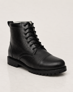 amisar black tactical cemented lace up rubber sole safety oxfords boot side view