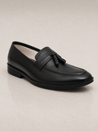 amisar Classic Tassel Penny Loafer Design Premium Black Leather Upper TPR Sole side view