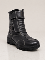 amisar black cemented rubber sole waterroof classic biker boot side view