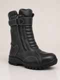 amisar black grain leather rubber sole cemented waterproof zip biker boots side view