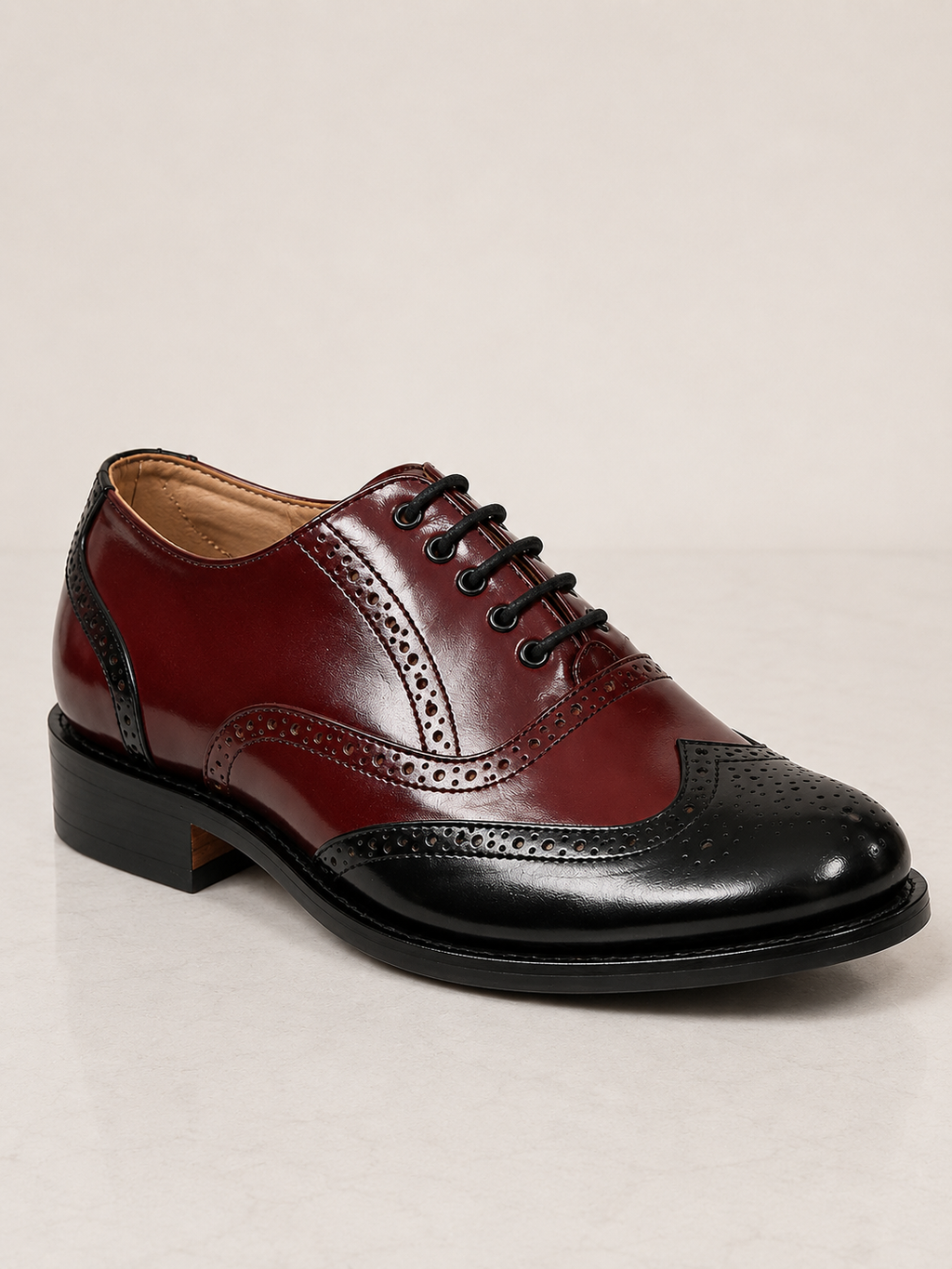 amisar black wine argentinian leather wing tip brogue goodyear welted side view