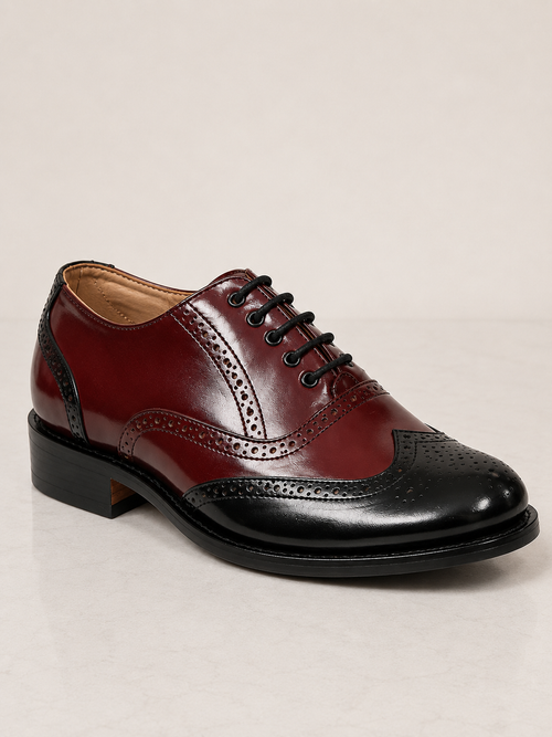amisar black wine argentinian leather wing tip brogue goodyear welted side view