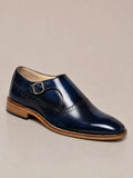 amisar blue brush off argentinian leather sole single monk straps goodyear welted side view