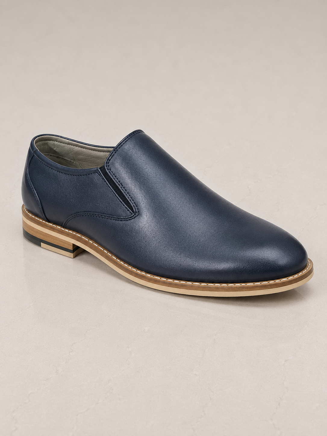 amisar Classic Penny Loafer Design Premium Blue Leather Upper Handmade Sheet Sole side view
