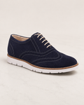 amisar Blue Suede Leather Upper Lace-Up Sneaker Design Handmade EVA sole side view