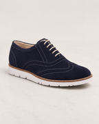 amisar Blue Suede Leather Upper Lace-Up Sneaker Design Handmade EVA sole side view