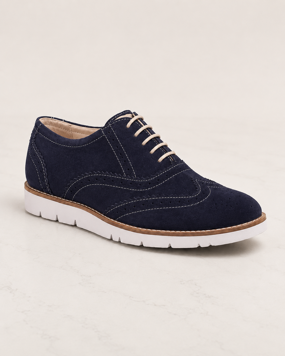 amisar Blue Suede Leather Upper Lace-Up Sneaker Design Handmade EVA sole side view