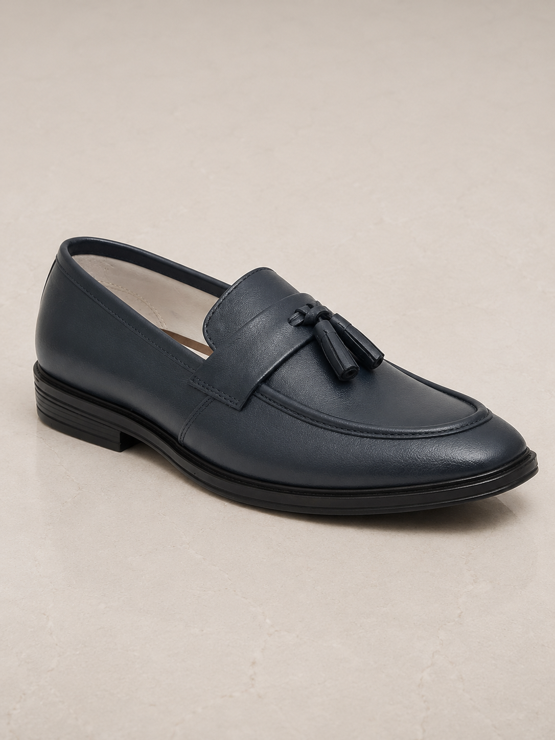 amisar blue cemented tpr sole soft leather tassel loafers side view