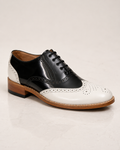 amisar brogue black white goodyear welted Handmade Argentinian Leather sole side view