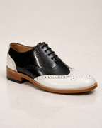 amisar brogue black white goodyear welted Handmade Argentinian Leather sole side view