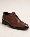 amisar brogue tan elevator Hidden 3" Height Increase Calf Leather Upper Argentinian Leather Sole side view