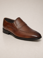 amisar brown slip on tpr sole cemented penny loafers side view